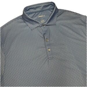 Johnnie O Polo Shirt Mens Large Tall Blue Performance Stretch UPF 50+ Geometric